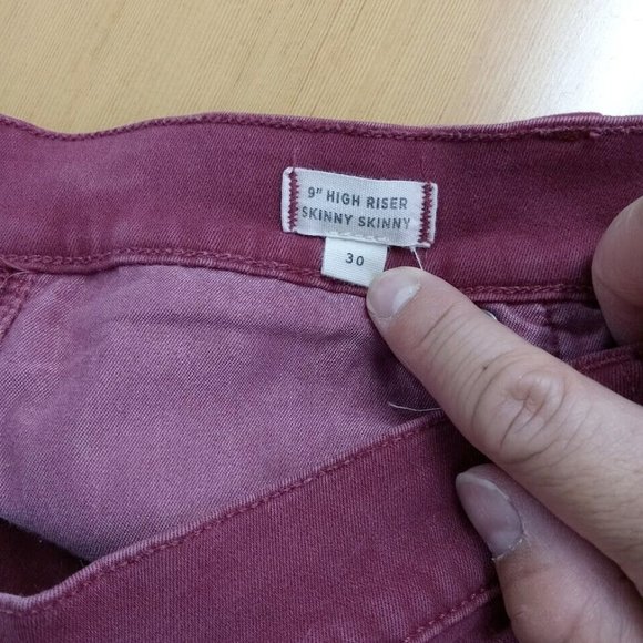 Madewell Jeans Womens 30 Red Maroon 9" High Riser Super Skinny Denim Barbiecore - Picture 7 of 9